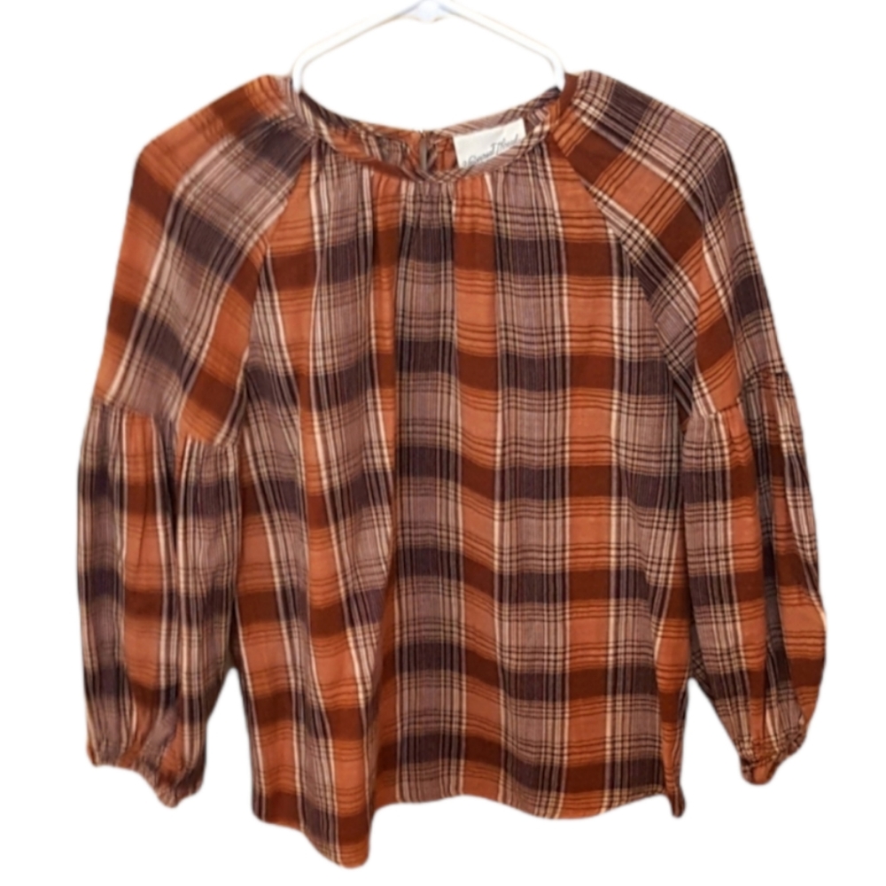 Universal Thread Brown Plaid Blouse - image 1